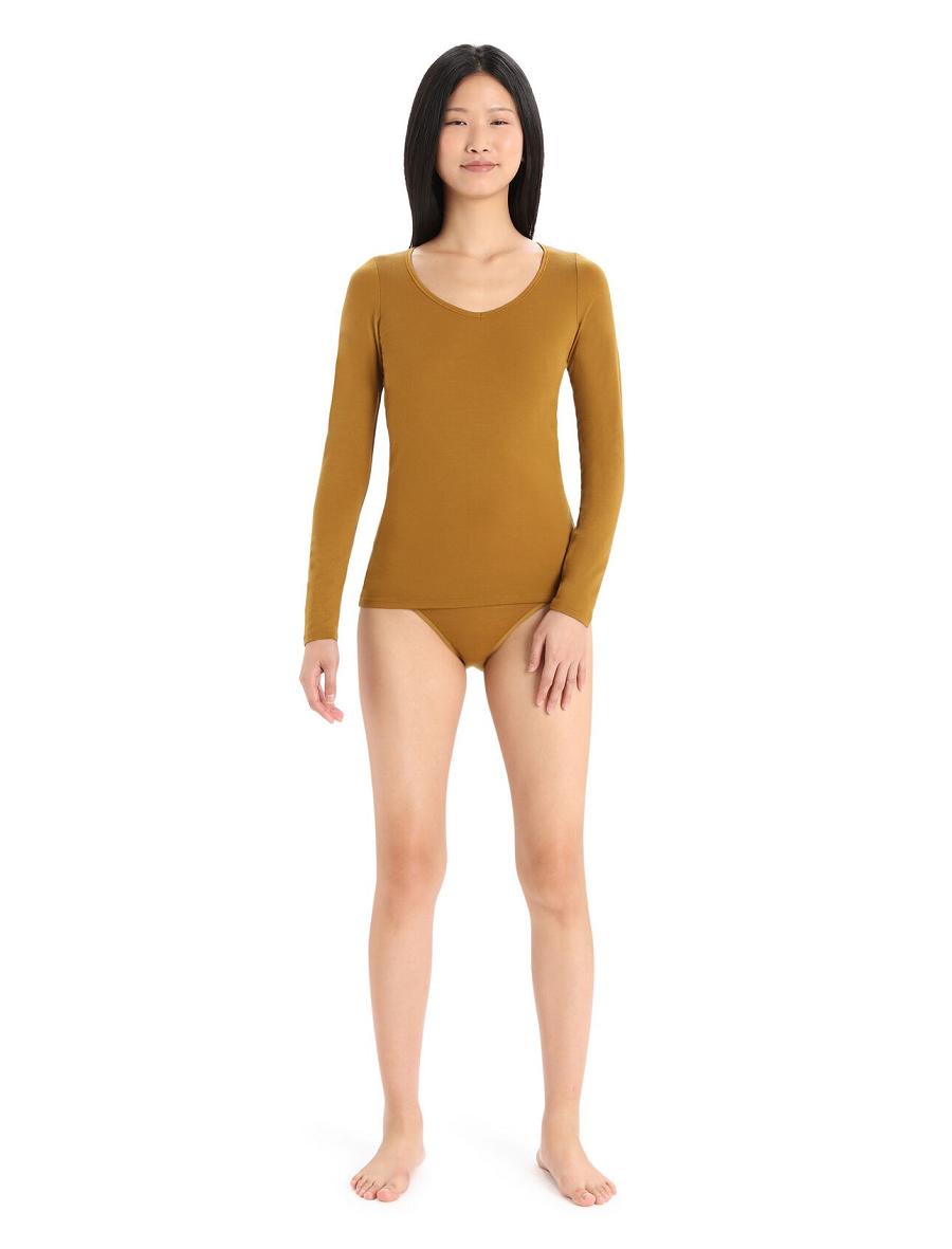 Sous Vêtement Icebreaker Merino Siren Long Sleeve Sweetheart Top Femme Marron | FR 1686ZUTG